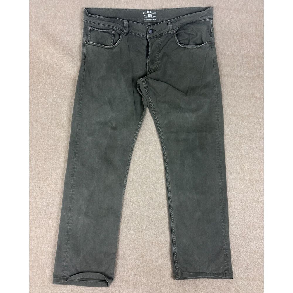 Gilded Age Pants Mens 36x34(38x30) Morrison Green Italy Stretch Button Fly Twill
